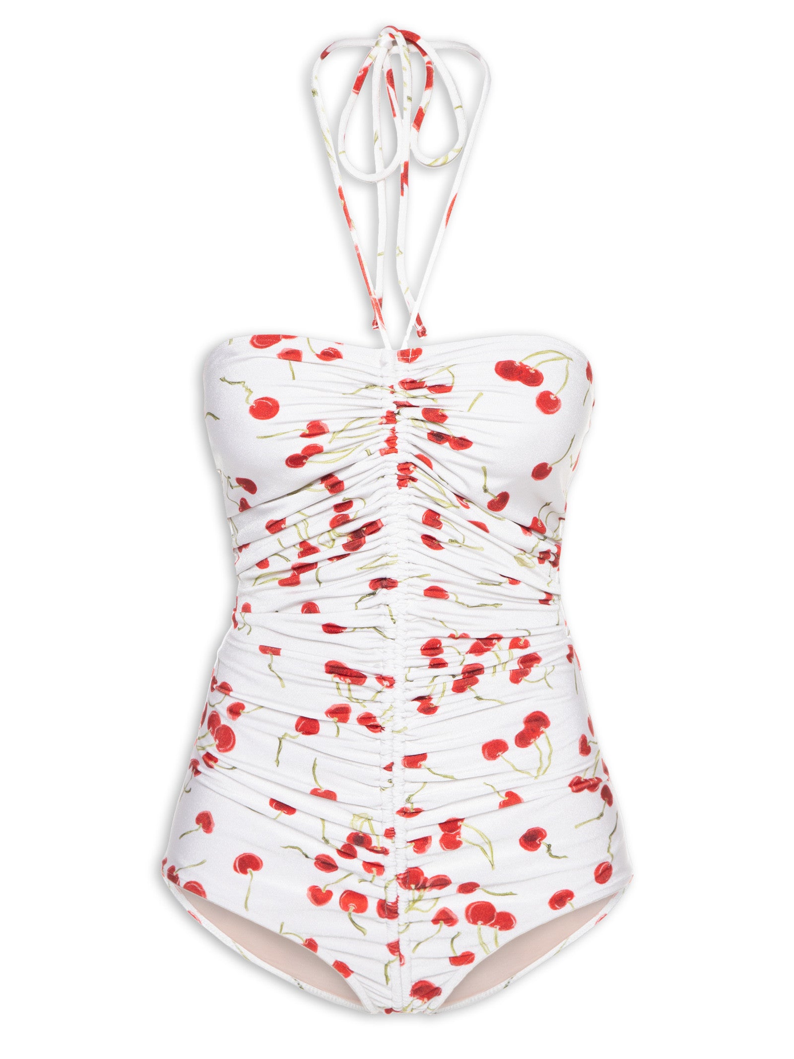 Cherry Bomb Strapless Frilled Swimsuit Offwhite