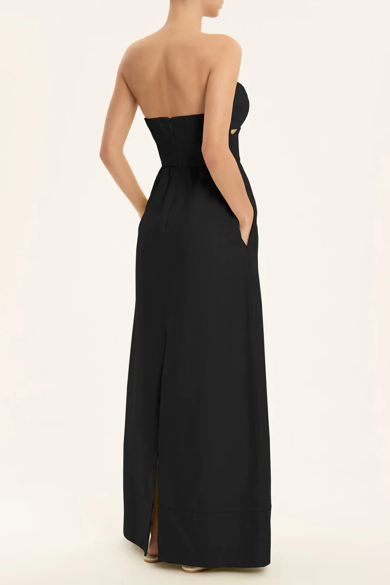 Matelasse Strapless Long Dress Black