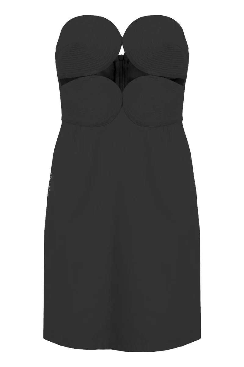 Matelasse Strapless Short Dress Black