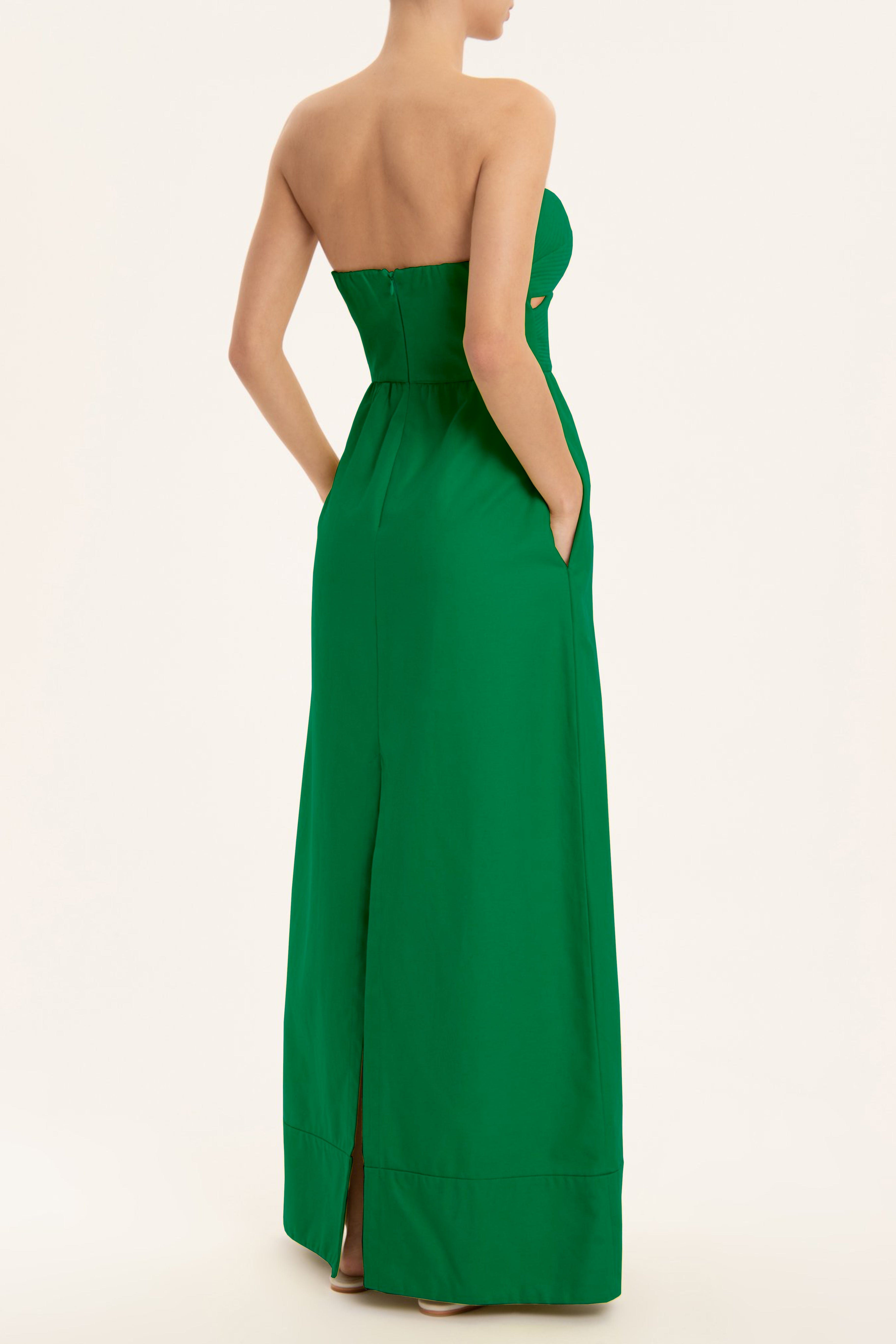 Matelasse Strapless Long Dress Green