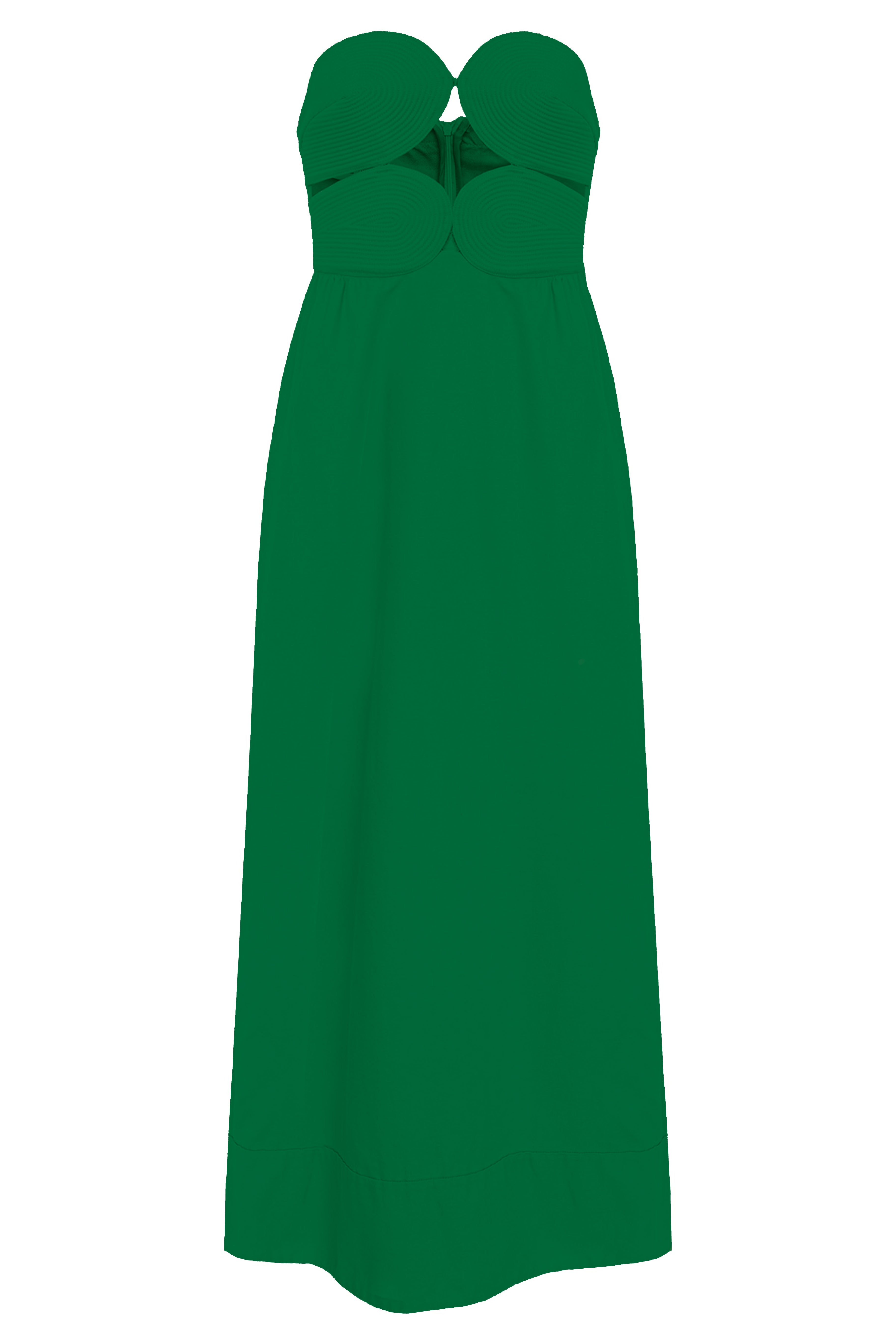 Matelasse Strapless Long Dress Green