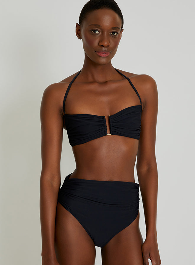 Black Drop Bandeau HW Ruched